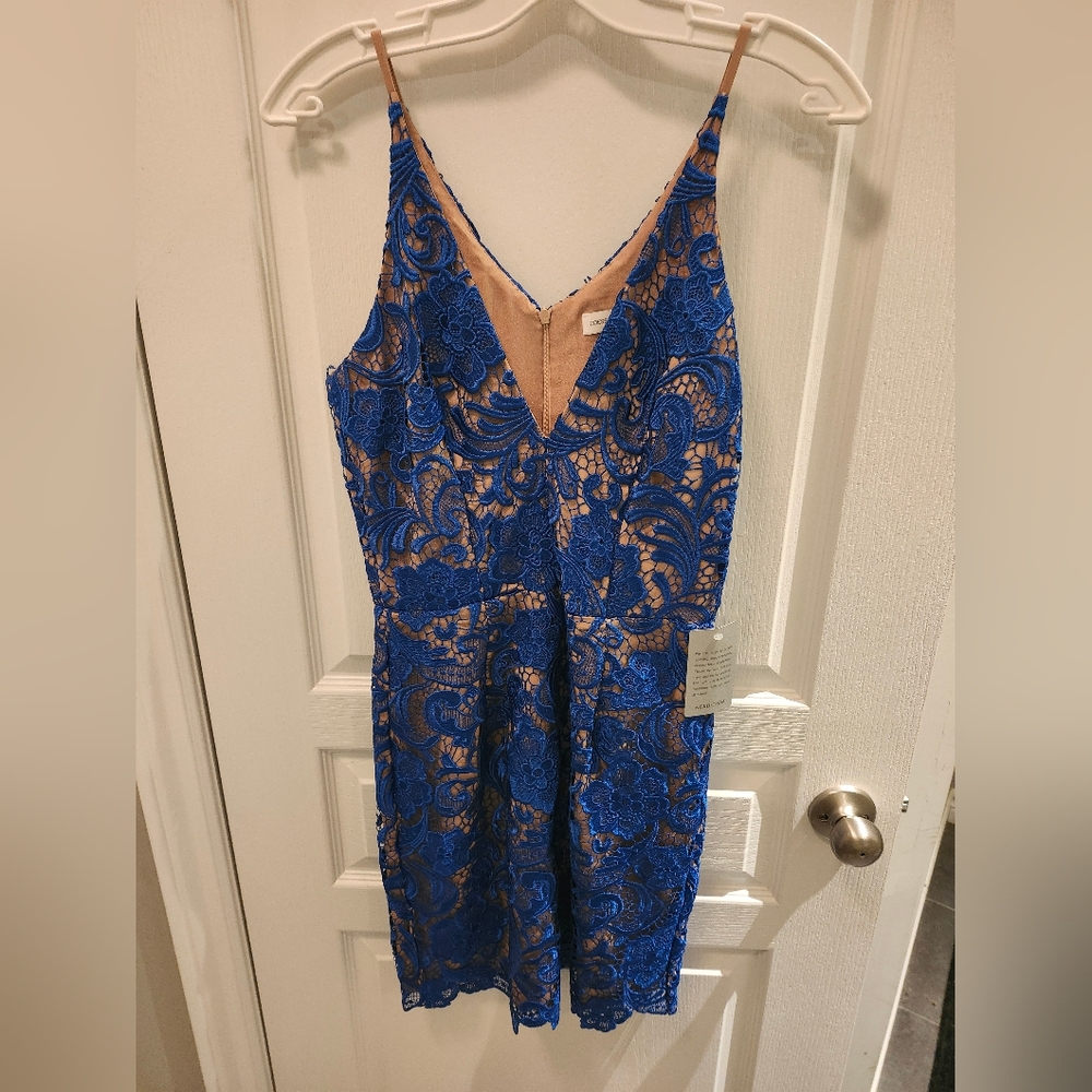Dress the Population Blue Lace Dress NWT Size M